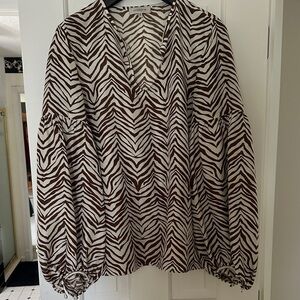 Lafayette 148 New York Zebra Print Blouse